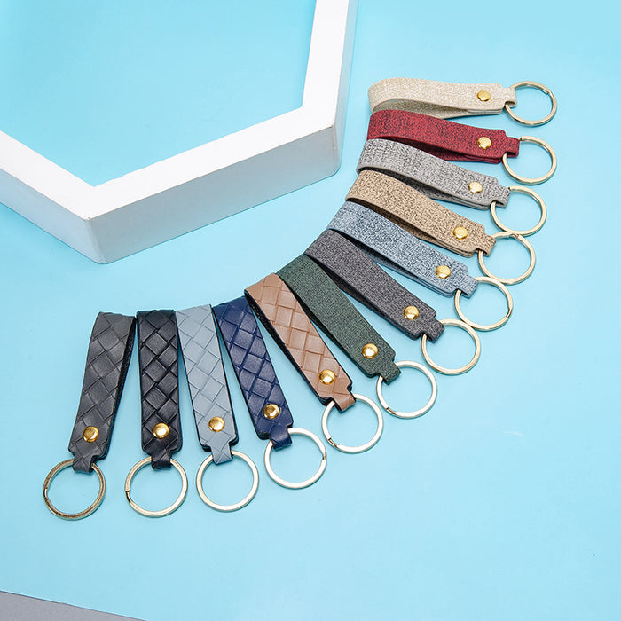 Wholesale Keychains PU Leather Car Simple Solid Color Woven JDC-KC-XingR009