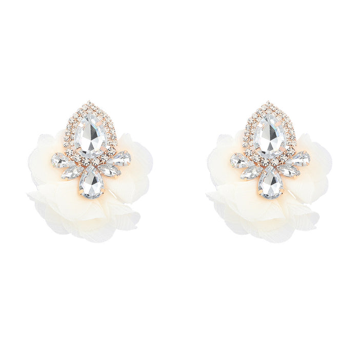 Wholesale Alloy Diamond Fabric Floral Earrings JDC-ES-JL991