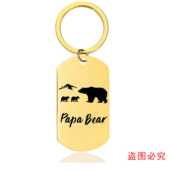 Wholesale Metal Keychain Bear Father's Day Gift Lettering Keychain MOQ≥2 JDC-KC-GangGu044