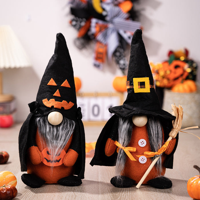 Wholesale Ornament Cloth Halloween Pumpkin Broom Point Hat Witch JDC-OS-HB001