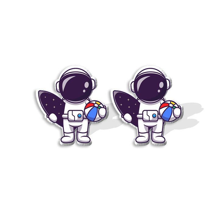 Wholesale Earrings Resin Cartoon Astronaut Planet Studs MOQ≥2 JDC-ES-XiangL030