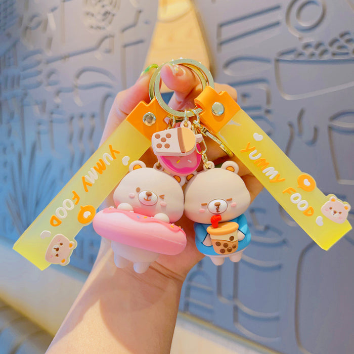 Wholesale Keychains PVC Alloy Cute Gluttonous Bear MOQ≥2 JDC-KC-YDao051