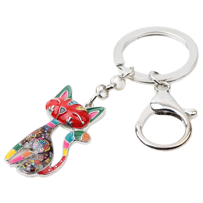 Wholesale Color Cat Keychain Alloy Keychain JDC-KC-HonS001