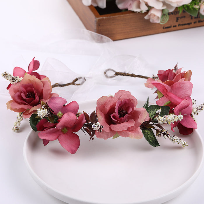 Wholesale Headband Fabric Plastic Bride Simulation Garland Dress Accessories MOQ≥2 JDC-HD-XINY004