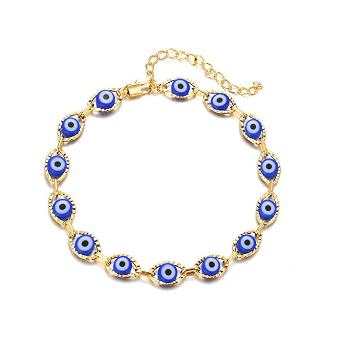 Wholesale Devil's Eye Anklet Lucky Blue Eyes Boho MOQ≥2 JDC-AS-ChuJ002