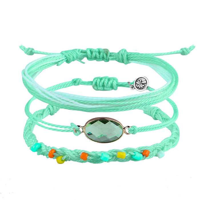 Wholesale Bracelet Set Boho Wax Thread Braided Rice Bead Bracelet MOQ≥3 JDC-BT-QiuX011