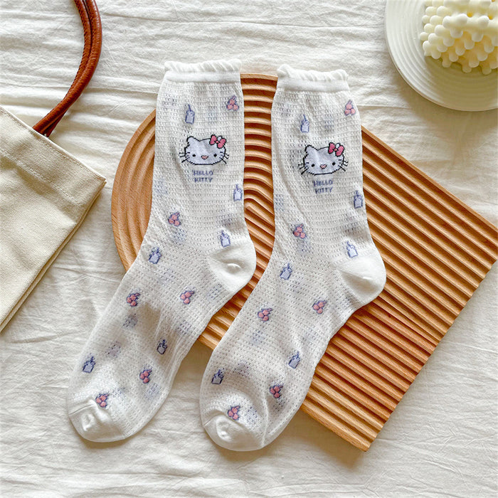 Wholesale summer thin sweet hollow cute cat pile socks JDC-SK-YMS005