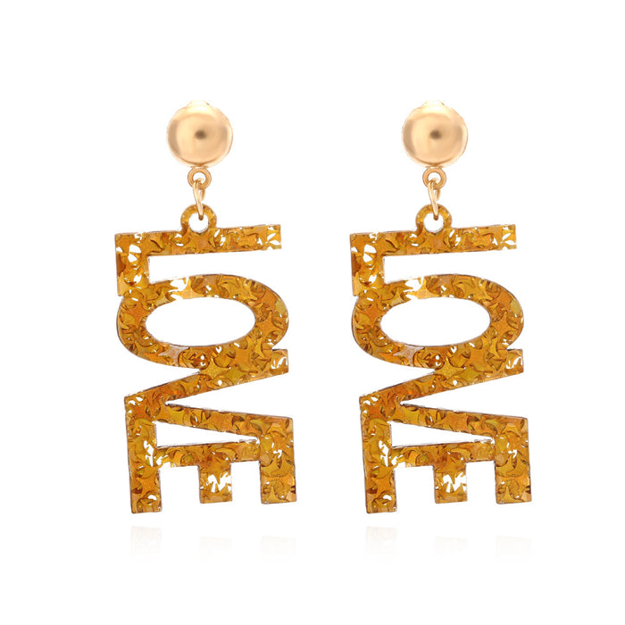 Wholesale Gold LOVE Acrylic Letters Earrings JDC-ES-ManY047