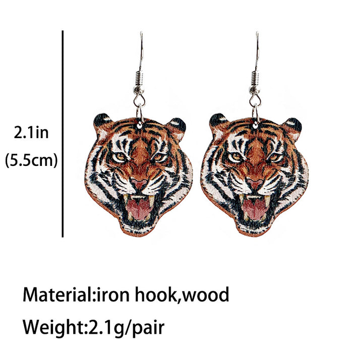 Wholesale jewelry fun animal wooden earrings exaggerated personality MOQ≥3 JDC-ES-heyi017