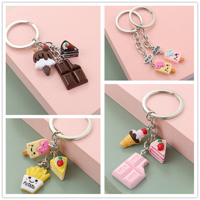 Wholesale Resin Simulation Notched Keychain Pink JDC-KC-XiangH008