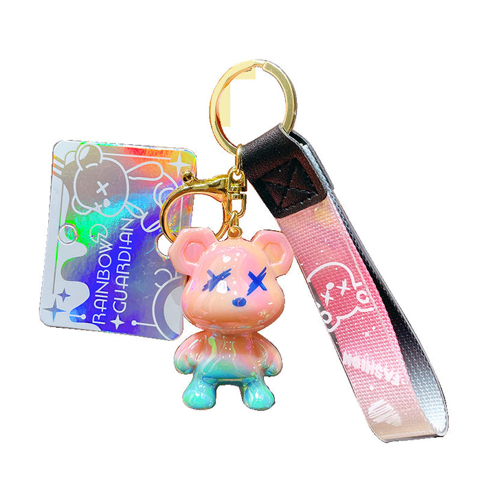 Wholesale cartoon gradient color graffiti bear keychain JDC-KC-LeZ008