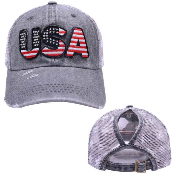 Wholesale Embroidered Hole Ponytail Baseball Cap MOQ≥2 JDC-FH-WenR008