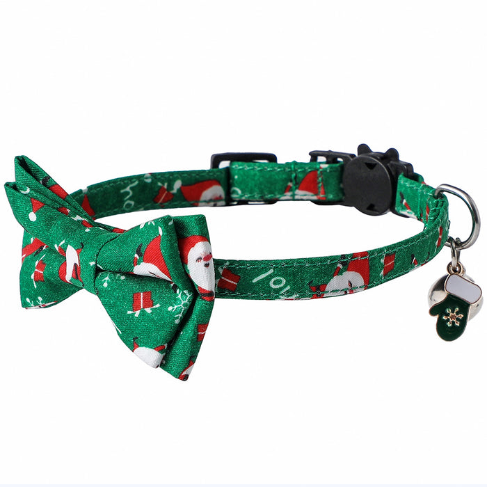 Wholesale Pet Necklace Christmas Santa Snowman Pet Bow Bells MOQ≥5 JDC-PN-YingQ001