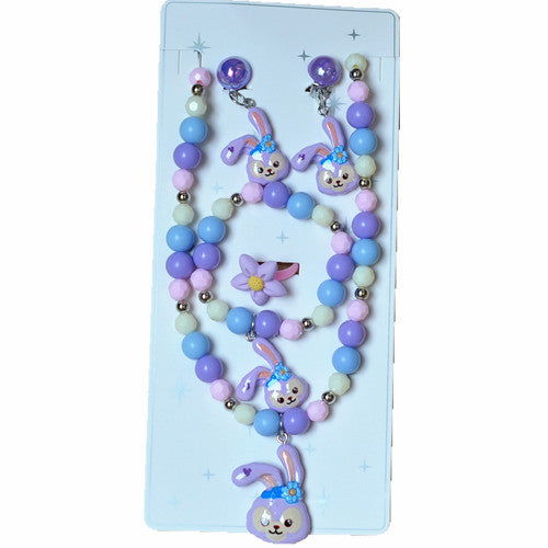 Wholesale Kids Necklace Bracelet Ring Ear Clip Girl Jewelry Princess Earring Set JDC-BT-XunO001