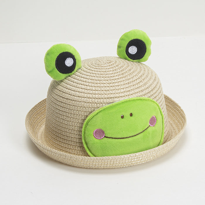 Wholesale Children's Straw Hat Papyrus Frog Sunshade Hat JDC-SH-ZYuan005