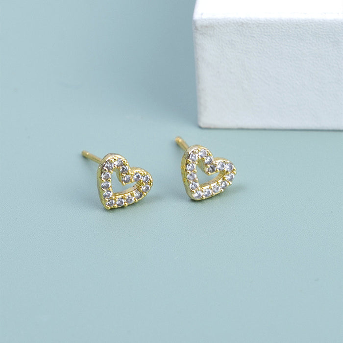 Wholesale Silver Diamond Zircon Geometric Stud Earrings Ins Temperament JDC-ES-CM019