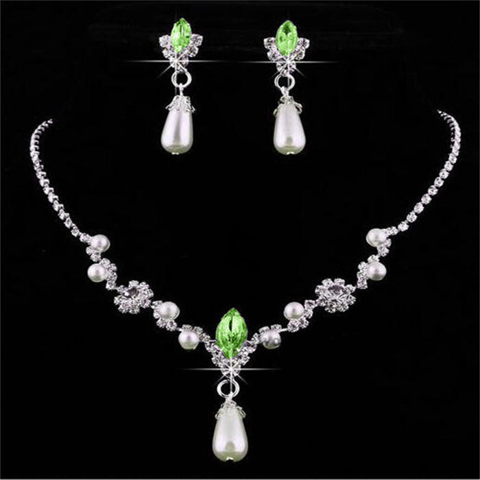 Wholesale temperament women pearl necklace earrings set JDC-NE-YinH030