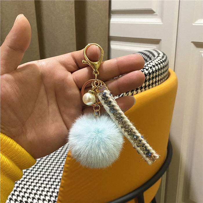 Wholesale Plush Pearl Lanyard Keychain JDC-KC-KaiY005