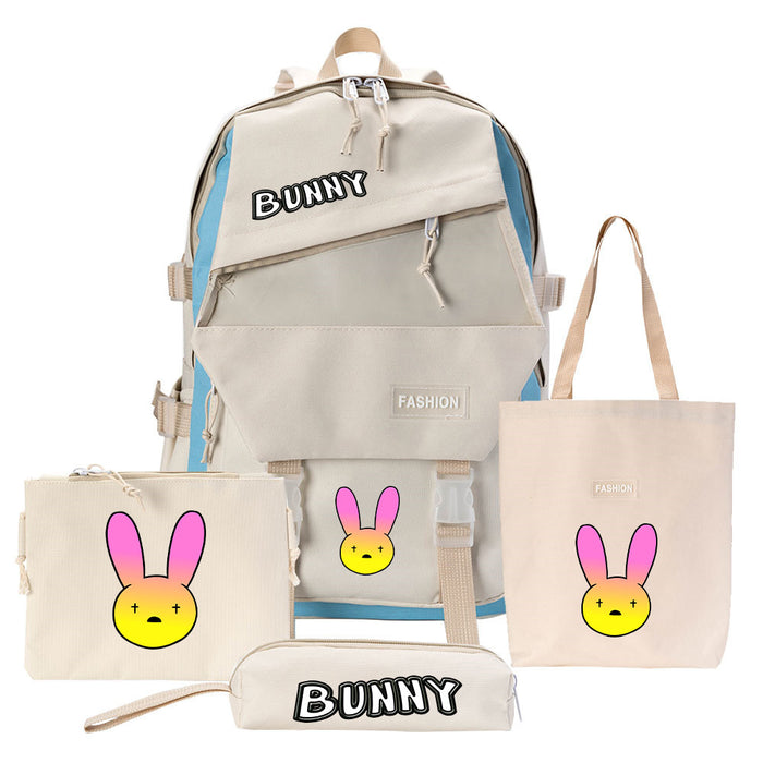 Wholesale Backpack Canvas Cute Cartoon Casual Shoulder Bag Pen Bag 4 Piece Set (F) JDC-BP-Tangs001