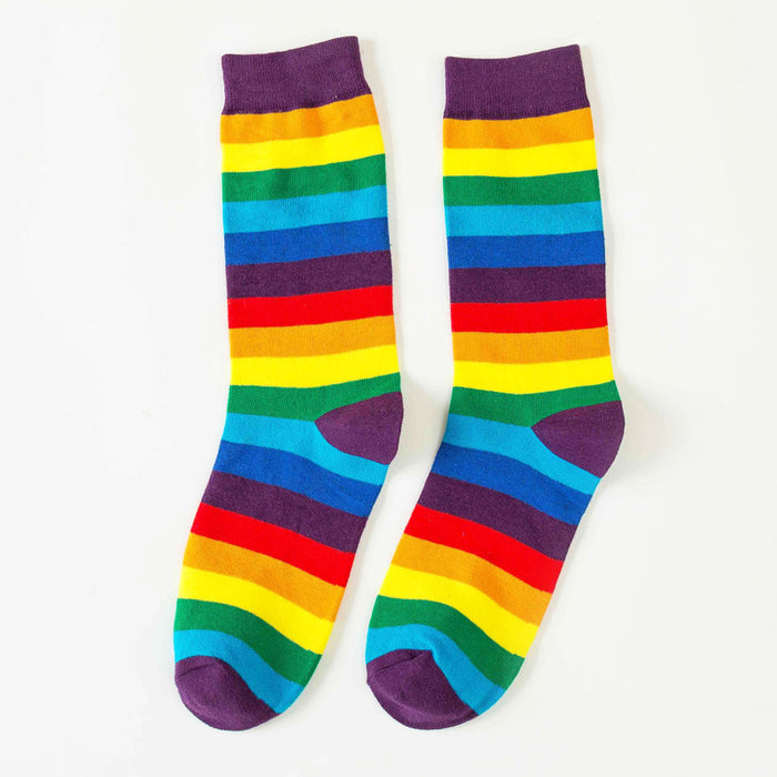 Wholesale Sock Cotton Rainbow Breathable Sweat Absorb MOQ≥3 JDC-SK-YWCX003