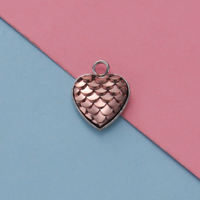 Wholesale Stainless Steel Peach Heart Resin Fish Scale Pendant 20pcs JDC-PT-MinP004