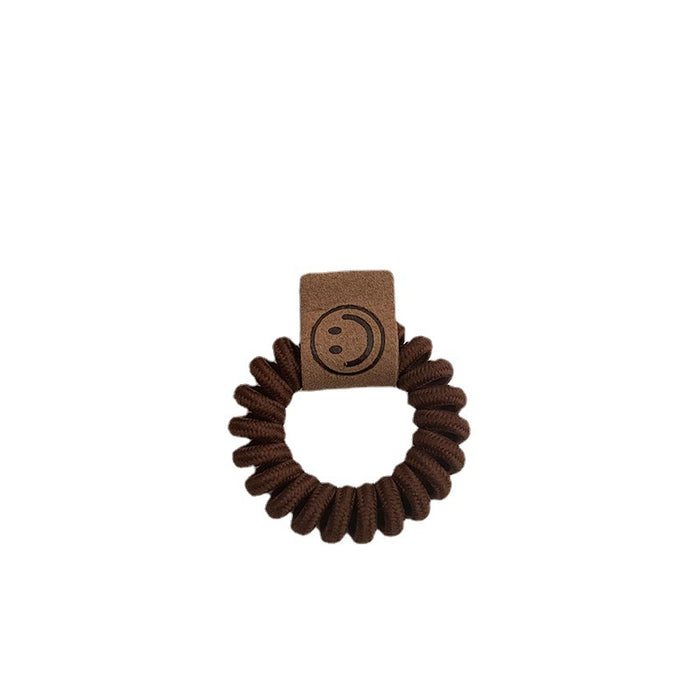 Wholesale earth color milk tea telephone wire hair ring rubber band JDC-HS-Qianq002