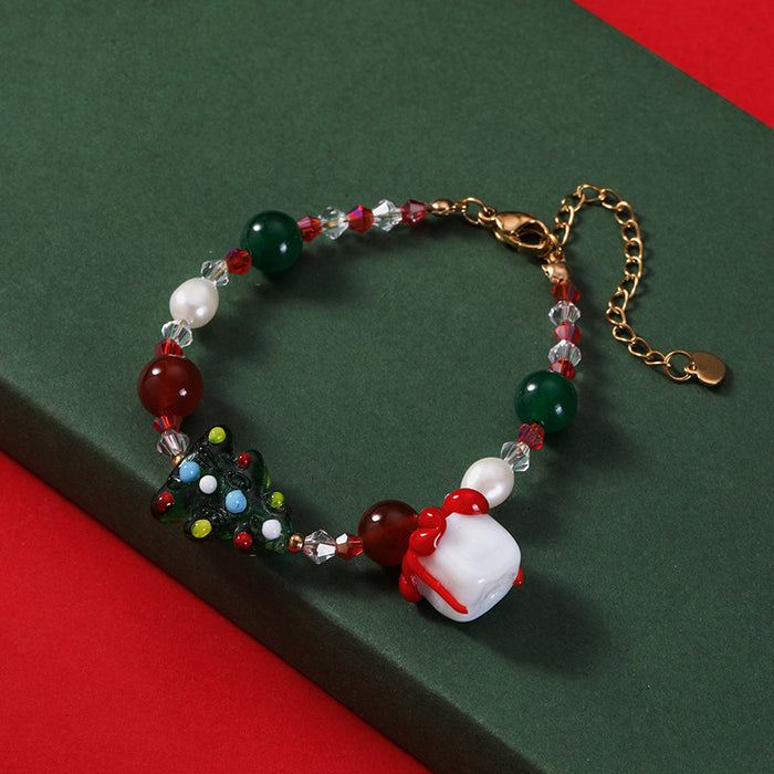 Wholesale Necklace Freshwater Pearl Christmas Colorful Beaded Bracelet Earrings Set JDC-NE-RuiX001