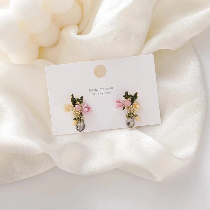 Jewelry WholesaleWholesale S925 color glazed flower alloy earrings JDC-ES-XuanY003 Earrings 宣妍 %variant_option1% %variant_option2% %variant_option3%  Factory Price JoyasDeChina Joyas De China