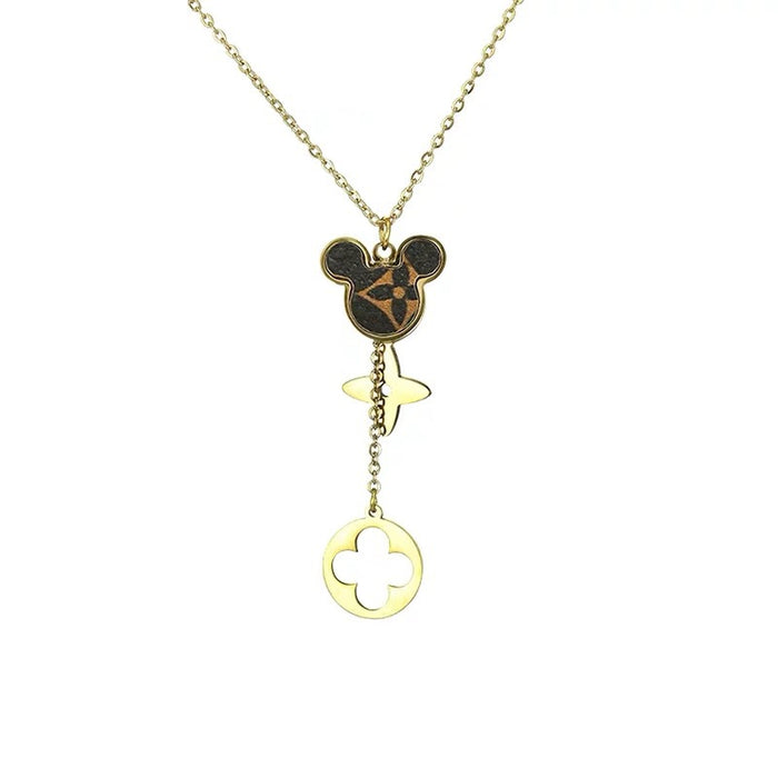 Jewelry WholesaleWholesale color preserving leather clavicle Clover Necklace (F)  JDC-NE-YIB002 Necklaces 伊贝 %variant_option1% %variant_option2% %variant_option3%  Factory Price JoyasDeChina Joyas De China