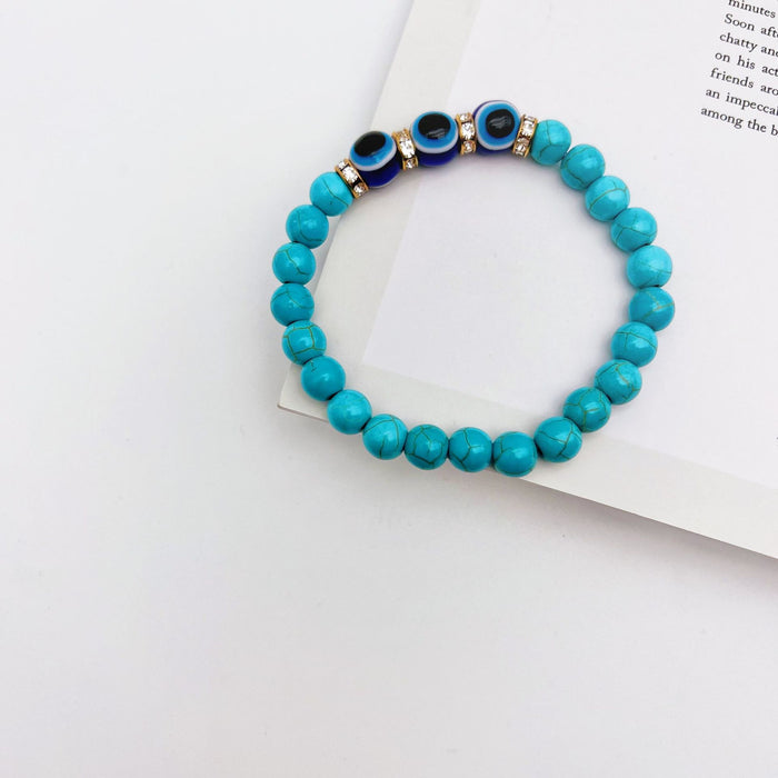 Wholesale Blue Eyes 8mm Bohemian Couple Style Green Bracelet MOQ≥2 JDC-BT- QingH005