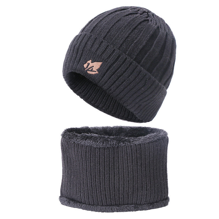 Wholesale Hat Wool Men's Fleece Warm Knitted Neck 2-Piece Set JDC-FH-Rongz006