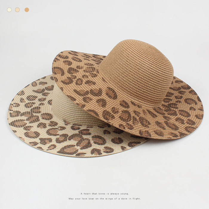 Jewelry WholesaleWholesale Big Brim Beach Vacation Leopard Print Straw Hat JDC-FH-JSYP002 Fashionhat JoyasDeChina Wholesale Jewelry %variant_option1% %variant_option2% %variant_option3%  Factory Price JoyasDeChina Joyas De China