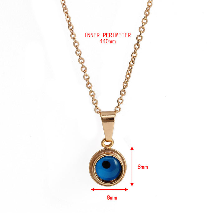 Wholesale Necklace Titanium Steel Painted Oil Colorful Evil Eye MOQ≥2 JDC-NE-BaiDing009