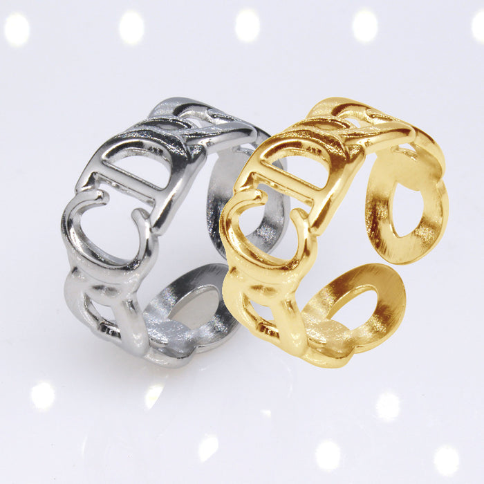 Jewelry WholesaleWholesale Letter Titanium Steel Rings MOQ≥3 JDC-RS-JiYu005 Rings 翼语 %variant_option1% %variant_option2% %variant_option3%  Factory Price JoyasDeChina Joyas De China