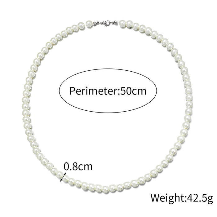 Wholesale Personality Men's Pearl Necklace Hip Hop Punk JDC-NE-ZhuJ006