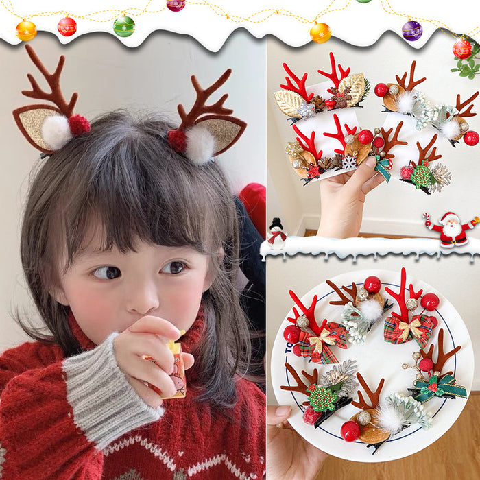 Wholesale Hair Clips Resin Fabric Plush Elk Antlers Child Cartoon Cute Christmas JDC-HC-WangFeng008