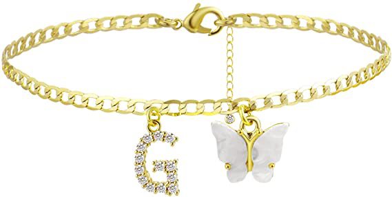 Wholesale Anklet Letter Butterfly 14K Gold Plated MOQ≥2 JDC-AS-JinM008