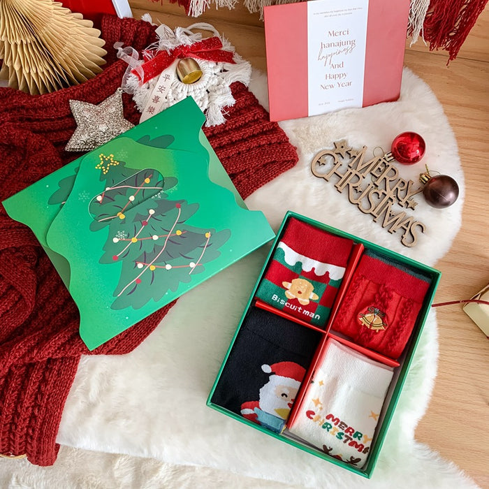 Wholesale Sock Cotton Mid Tube Christmas Cartoon Gift Box Cute MOQ≥2 JDC-SK-BZX001