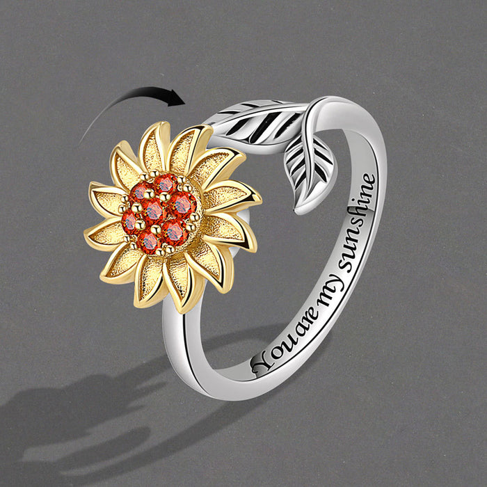 Wholesale Rings Copper Sunflower Rotatable Adjustable JDC-RS-YZM109