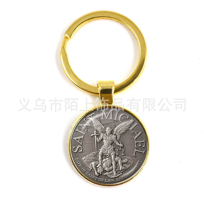 Wholesale St.Michael Russian Orthodox Time Gemstone Zinc Alloy Keychain JDC-KC-MoS001