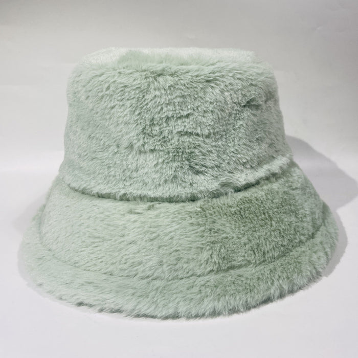 Wholesale Hat Rabbit Fur Solid Color Plush Thick Bucket Hat JDC-FH-XingT002