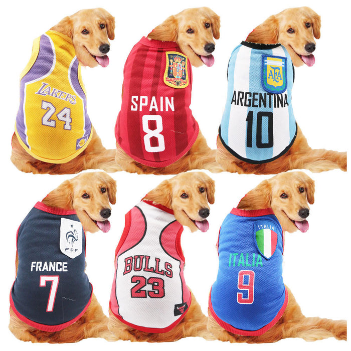 Wholesale Pet Spring Summer Mesh Vest World Cup Jerseys JDC-PC-Qimiao003