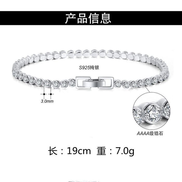 Jewelry WholesaleWholesale S925 Sterling Silver Bracelet inlaid tennis chain JDC-BT-ShangD006 Bracelet 尚达 %variant_option1% %variant_option2% %variant_option3%  Factory Price JoyasDeChina Joyas De China