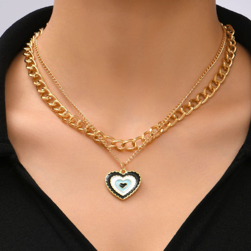 Jewelry WholesaleWholesale double-layer Bagua oil dripping metal clavicle Necklace JDC-NE-YeB001 Necklaces 烨贝 %variant_option1% %variant_option2% %variant_option3%  Factory Price JoyasDeChina Joyas De China