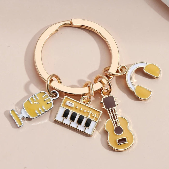 Wholesale Music Violin Headphone Alloy Keychain MOQ≥2 JDC-KC-GSYN002