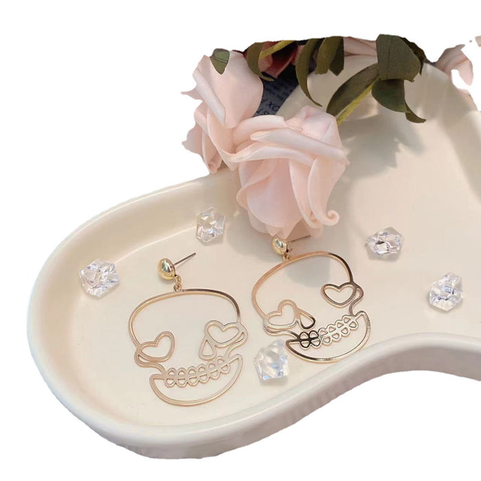 Wholesale Earrings Alloy Cartoon Halloween Gold Plated Skull JDC-ES-aimei002