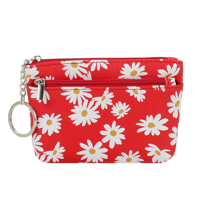 Wholesale PU Leather Daisy Coin Purse Keychain Wallet JDC-KC-ShMei002