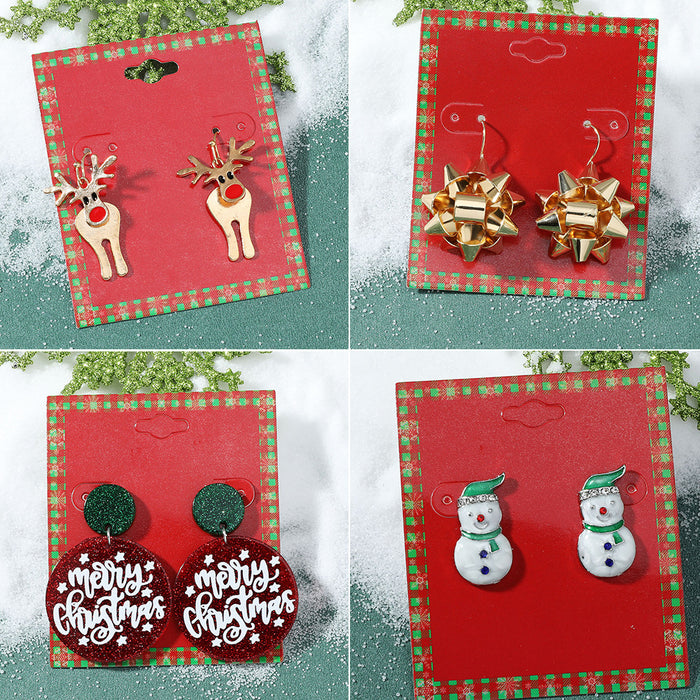 Wholesale Earrings Alloy Enamel Christmas Elk Snowflakes JDC-ES-A555