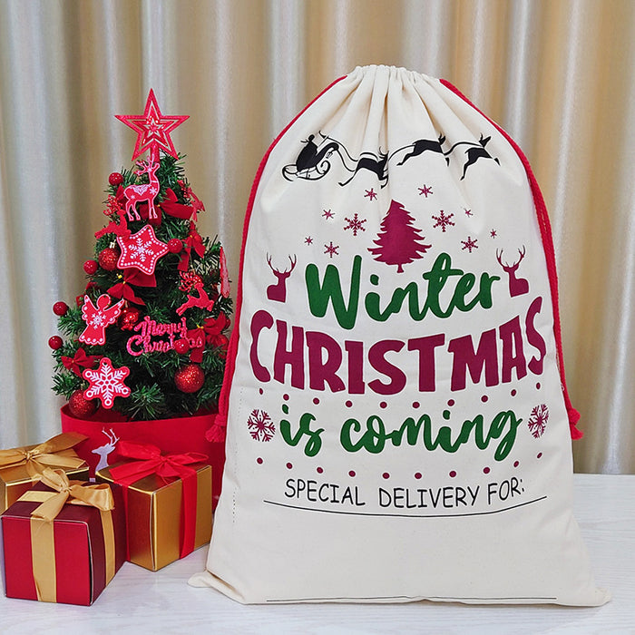 Wholesale Gift Bag Christmas Canvas Gift Bag Double Drawstring Gift Bundle Pocket MOQ≥5 JDC-GB-HaiK001