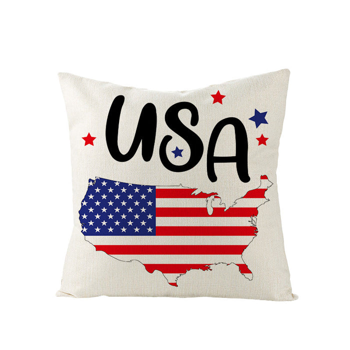 Wholesale 4th of July Independence Day Linen Pillowcase MOQ≥2 JDC-PW-OuH002